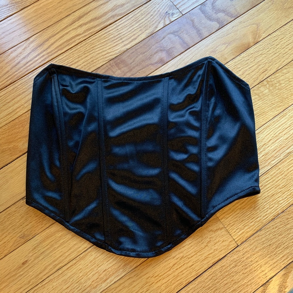 Black strapless corset top